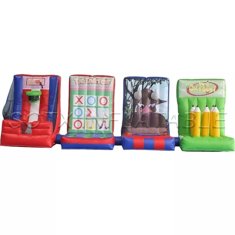 Adults Carnival Sport 4PCS Inflatable Basketball Toy Game Hoop Shooting Set 4 in 1 Inflatable Ring Toss Game for Kids