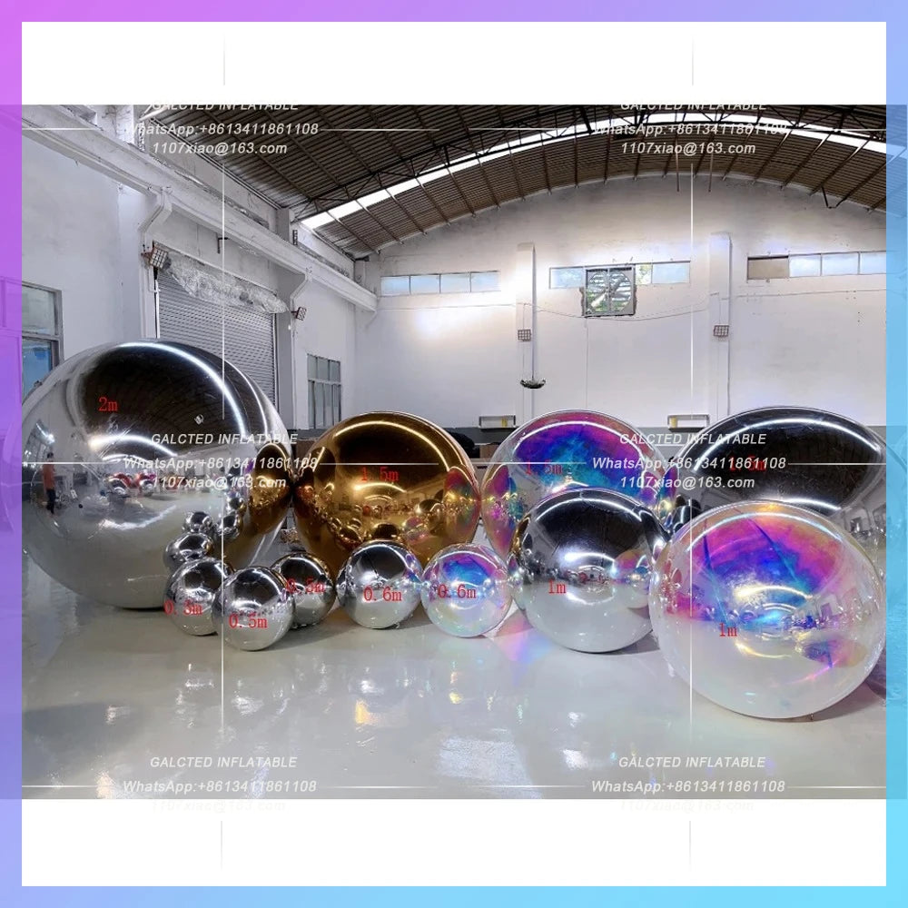 Inflatable Metallic Mirror Spheres Giant ShineBalloons PVC Mirror Ball  Inflatable Christmas Outdoor Decoration Wedding Supplies