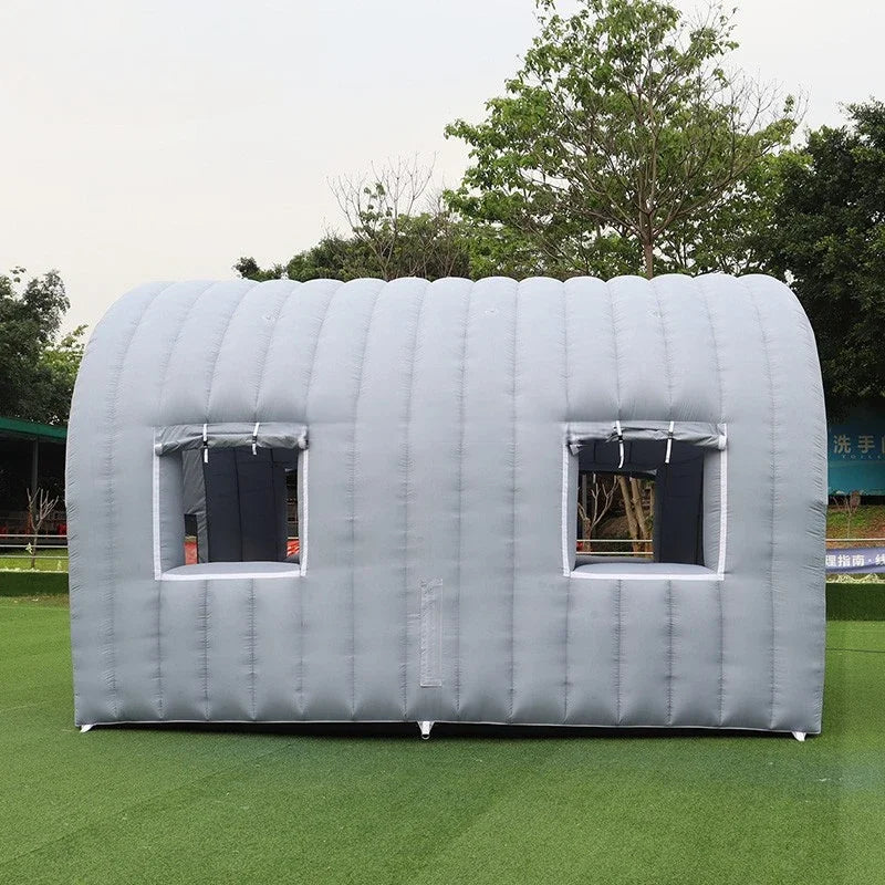 Inflatable Tunnel 6X4.6X4.1M Grey Tent With Windows &Curtains Arched Shelter Archway Entrance For Exhibition Advertising Events