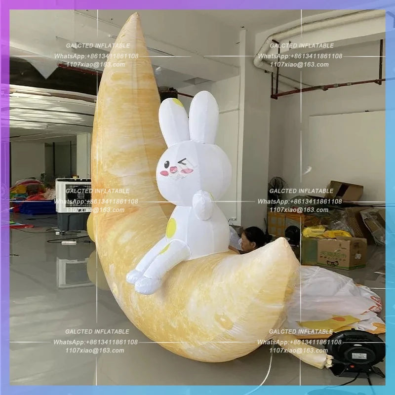 Rabbit Model mid-autumn Inflatable cartoon Moon Festival decoration can be hung bar shopping atrium lighting layout