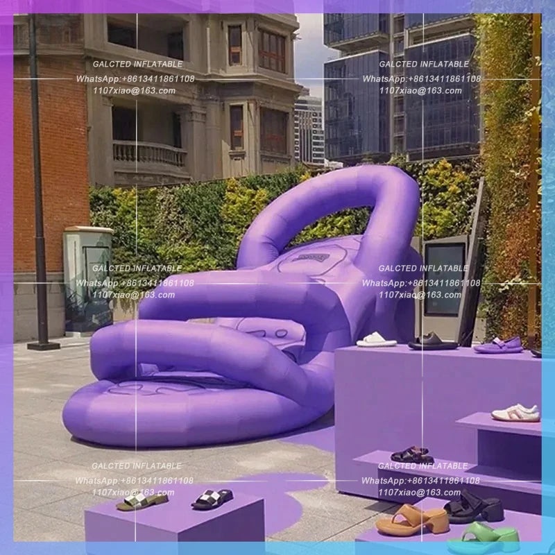 slippers flip-flops Hole-in-the-shoe Inflatable simulation purple high-heeled  creative gas model customization