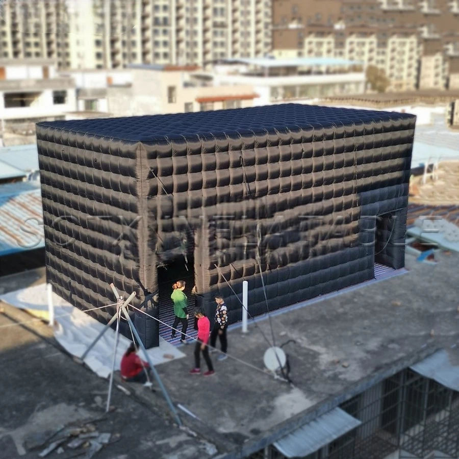 Party Trade Show Made In China Free Express Giant Black Portable Inflatable Square Tent/Cube Tent For Outdoor Entertianments