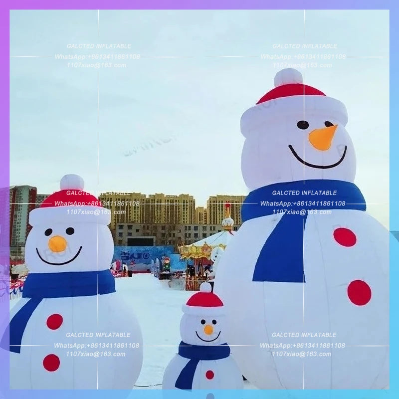 inflatable snowman christmas outdoor blue scarf red hat decoration festival activity giant snowmans
