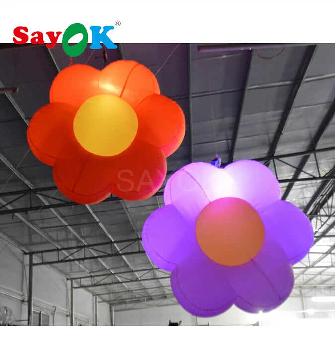 Inflatable Flower Decoration Giant Inflatable Hanging Flower with Remote Controller Air Blower for Show Bar Advertising