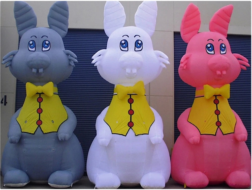 LED For Event Commercial Outdoor Inflatable Easter Bunny Cartoon white/pink inflatable rabbit Advertising Rabbit Balloon with