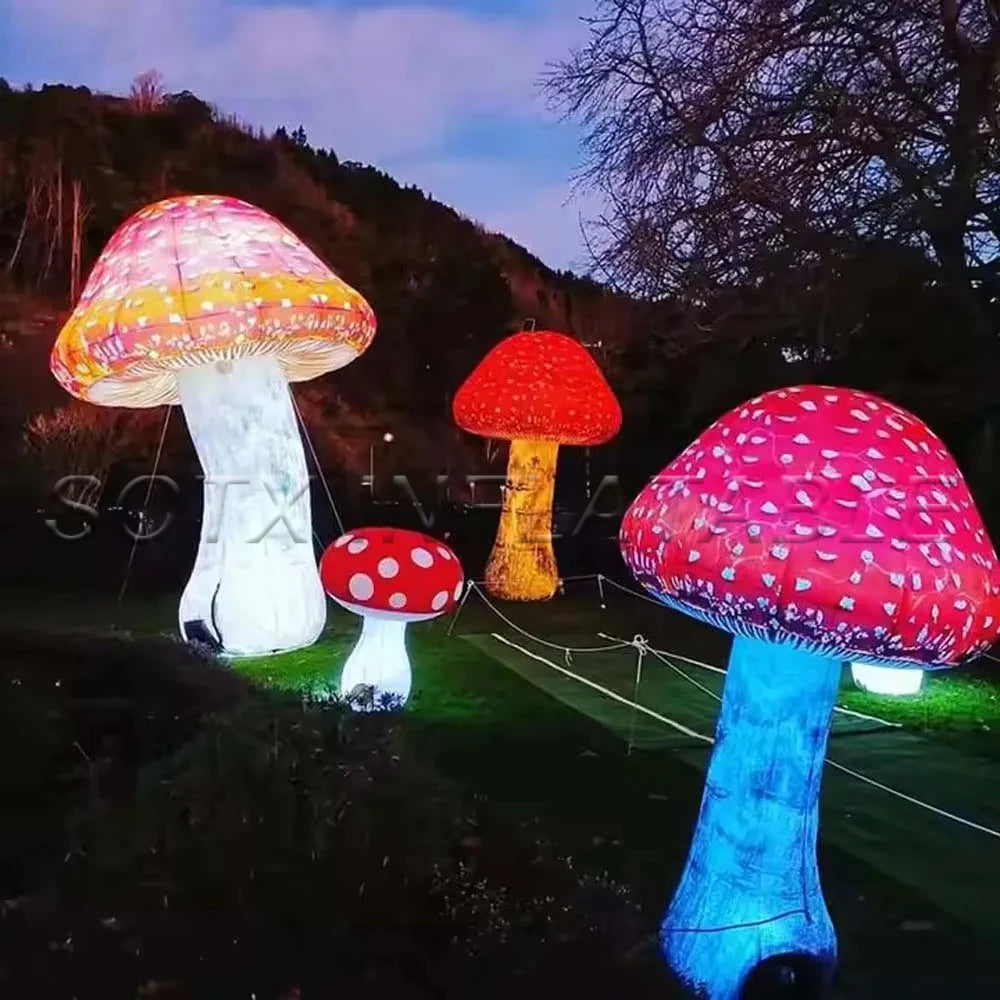 Themed Activities Vivid Giant Inflatable Mushroom With Led Lights Party Supply Led Flowers Decoration For Alice In Wonderland