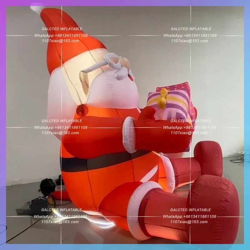 red clothes old man festive cartoon 2025 Christmas inflatable santa claus double gift box man new year home courtyard decoration