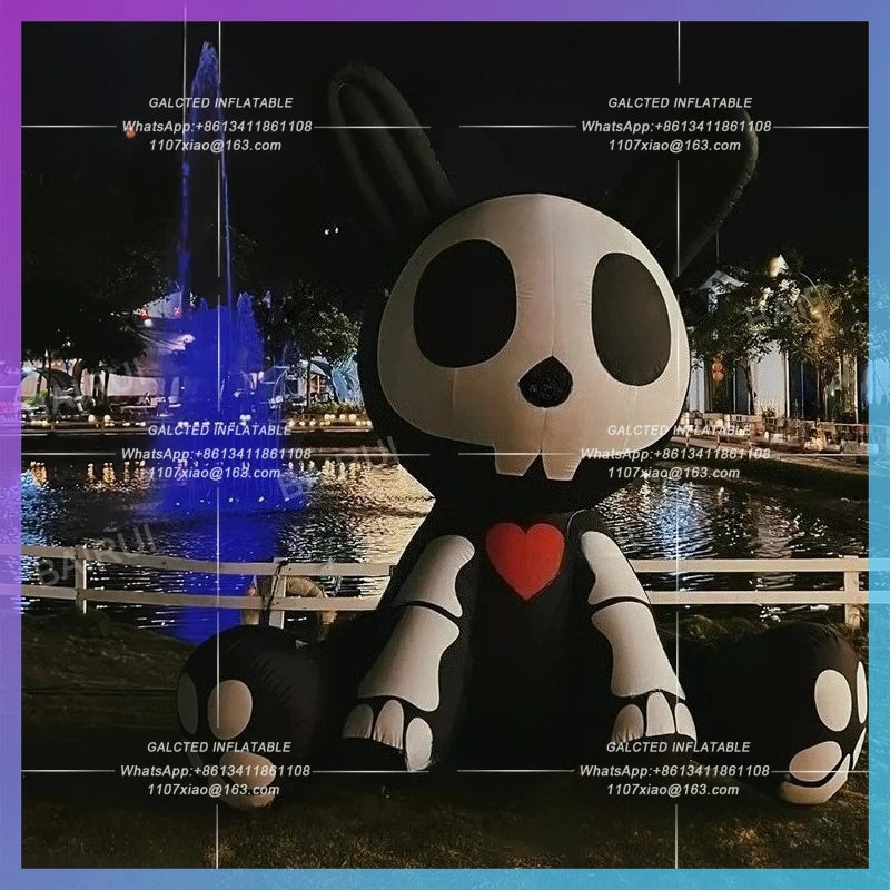 rabbits halloween animal decoration Giant scary inflatable rabbit cartoon black prop terror city rabbit air model