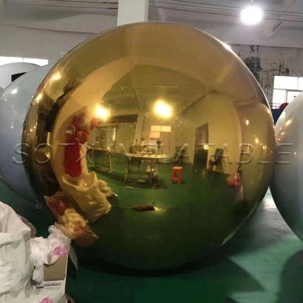 Outdoor Event Decoration Gold Giant Inflatable Mirror Ball Outdoor Big Sphere Christmas Balloon Inflatable Golden Ball For