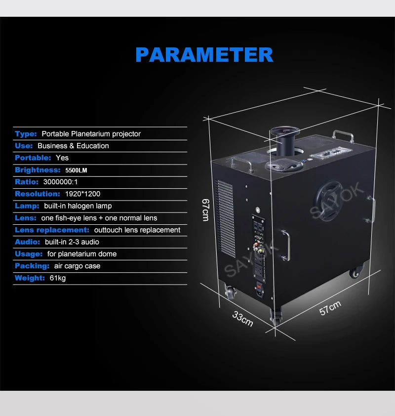 Professional Inflatable Projection Planetarium Dome Projector Fish-eye Lens 360 Degree Digital Planetarium Cinema Projector