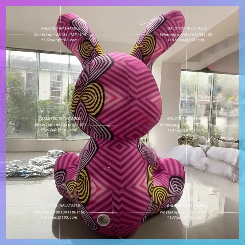 inflatable striped rabbit cartoon Outdoor festival decoration red rabbits animal for jewellry gift store advertising prop