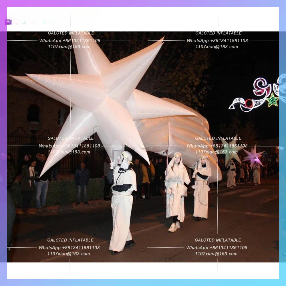Inflatable Star With LED Lighting Large 4.5x2m Shooting Polaris North Poles Costume Balloon For Parade Decoration