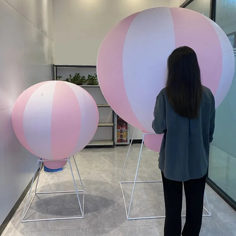 Birthday Party Decor 3/5ft Large Inflatable Hot Air Balloon PVC Inflatable Strips Balloon with Frame for Advertising Event