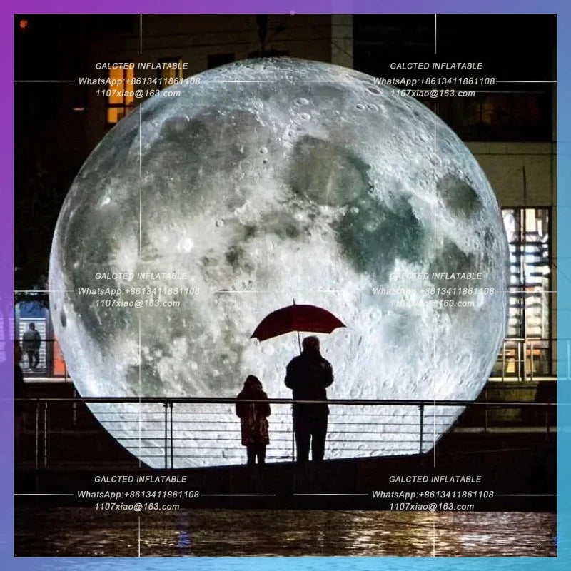 inflatable moon giant customize planet Night atmophere decoration white led light balloon moon