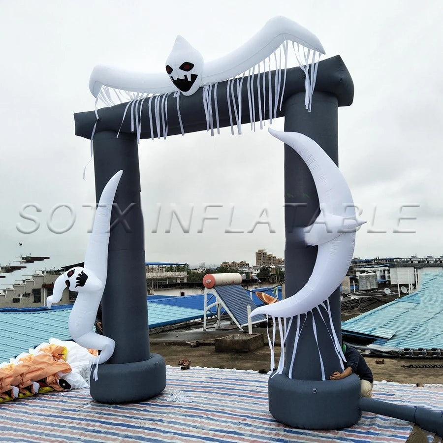 Holiday Decoration 2023 White Horror Ghost Winding Halloween Inflatable Square Arch For