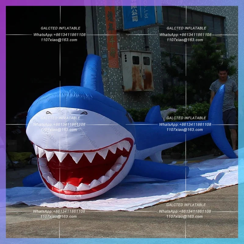 Inflatable Ocean Theme Decorations 16.4Ft Inflatable Cartoon Shark Model  Outdoor/Indoor inflatable Toys For Party-BG-A1102
