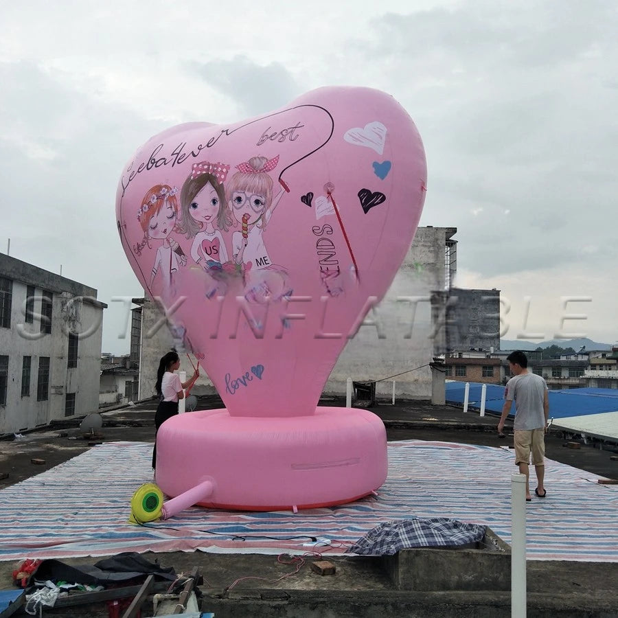 Party Decoration Inflatable Heart Shaped Model with Base for Valentine's Day Advertising