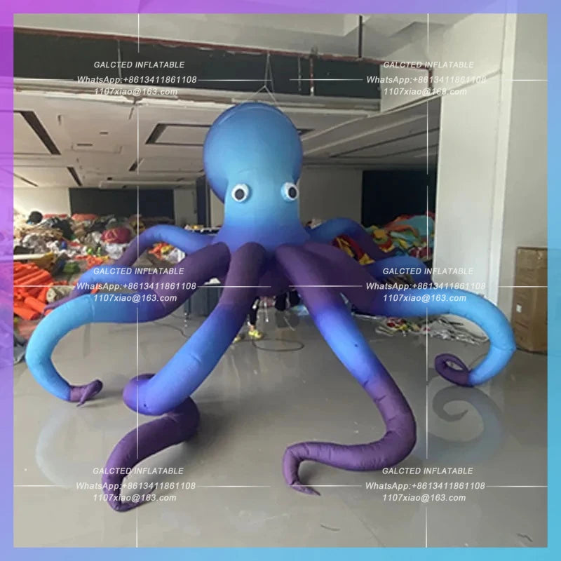 night club hanging decoration building Inflatable Octopus Model Blue Octopus Barfaçade ocean park atmosphere props