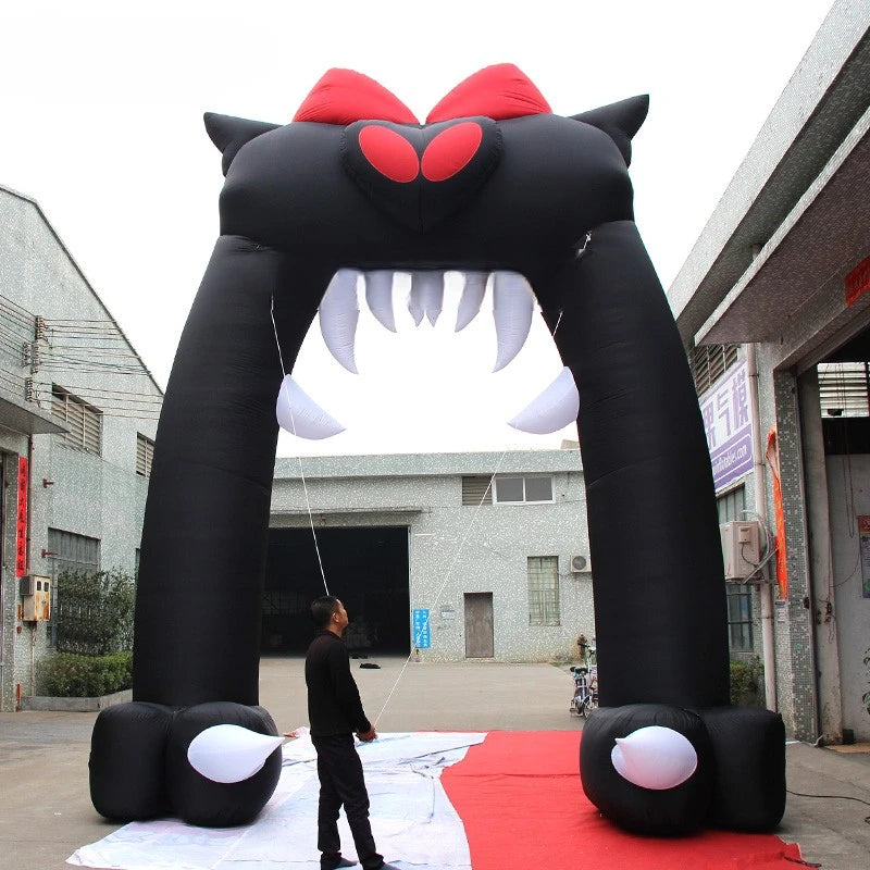 Inflatable Black 5x6 Meters Cat Arch 20 Feet High Halloween Archway for Decoration