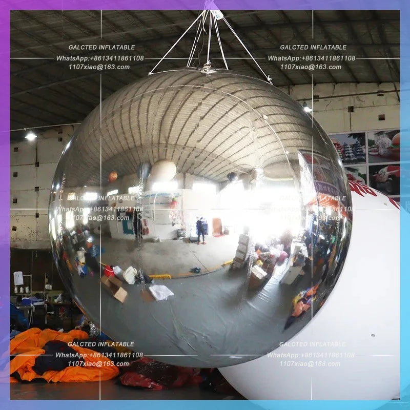 Inflatable Mirror Ball Air-Blown  0.5-3m DiametersSealed Silver Reflective Balloons Toys For Event/Party Decorations-toys