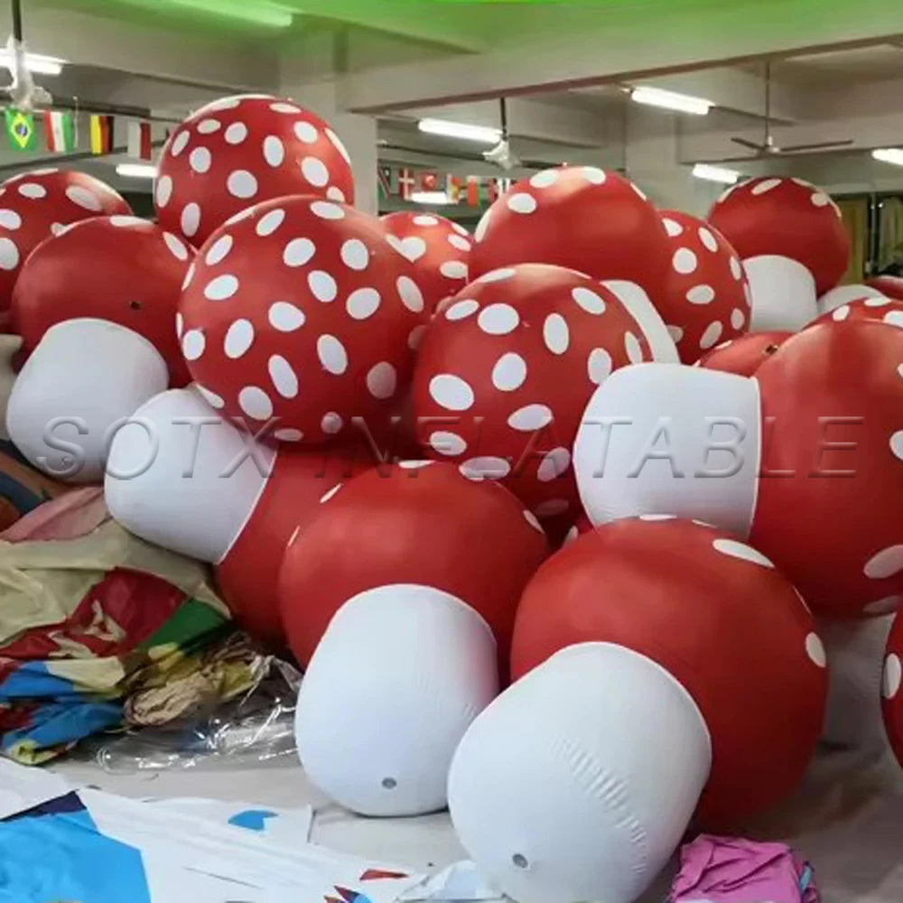 Garden Decoration 2024 New Pvc Airtight Inflatable Mushroom With Led Lights Giant Mushroom Model Sealed Plant Air Balloon For