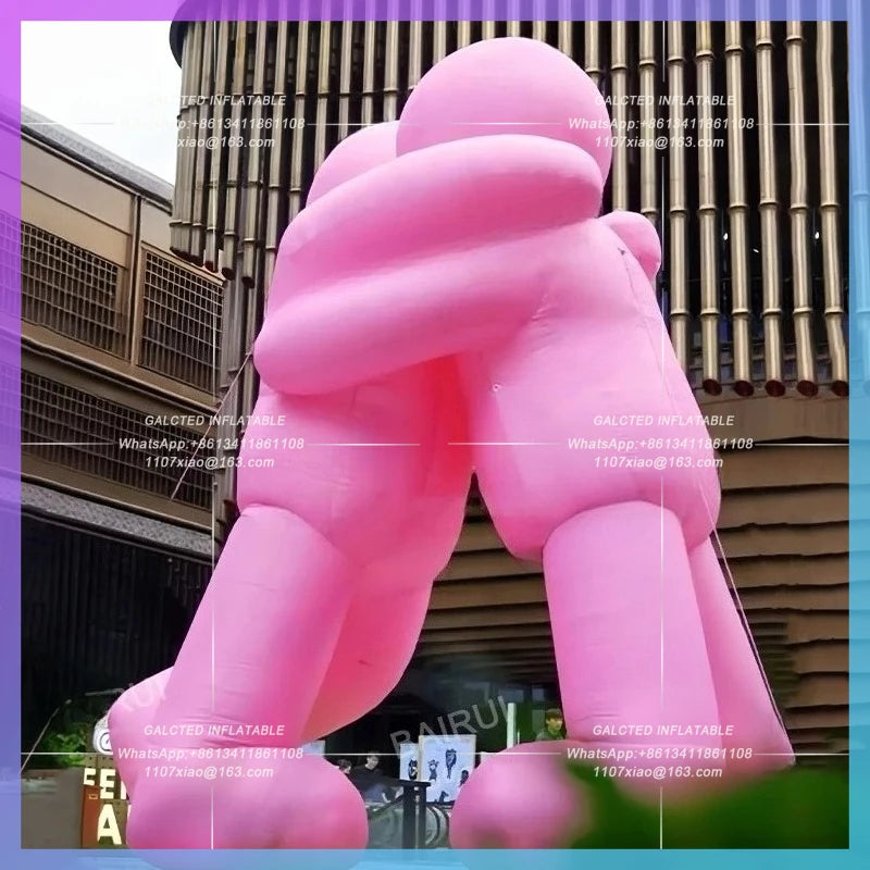inflatable embrace people cartoon Pink 4meter charactor doll for building square festival decoration
