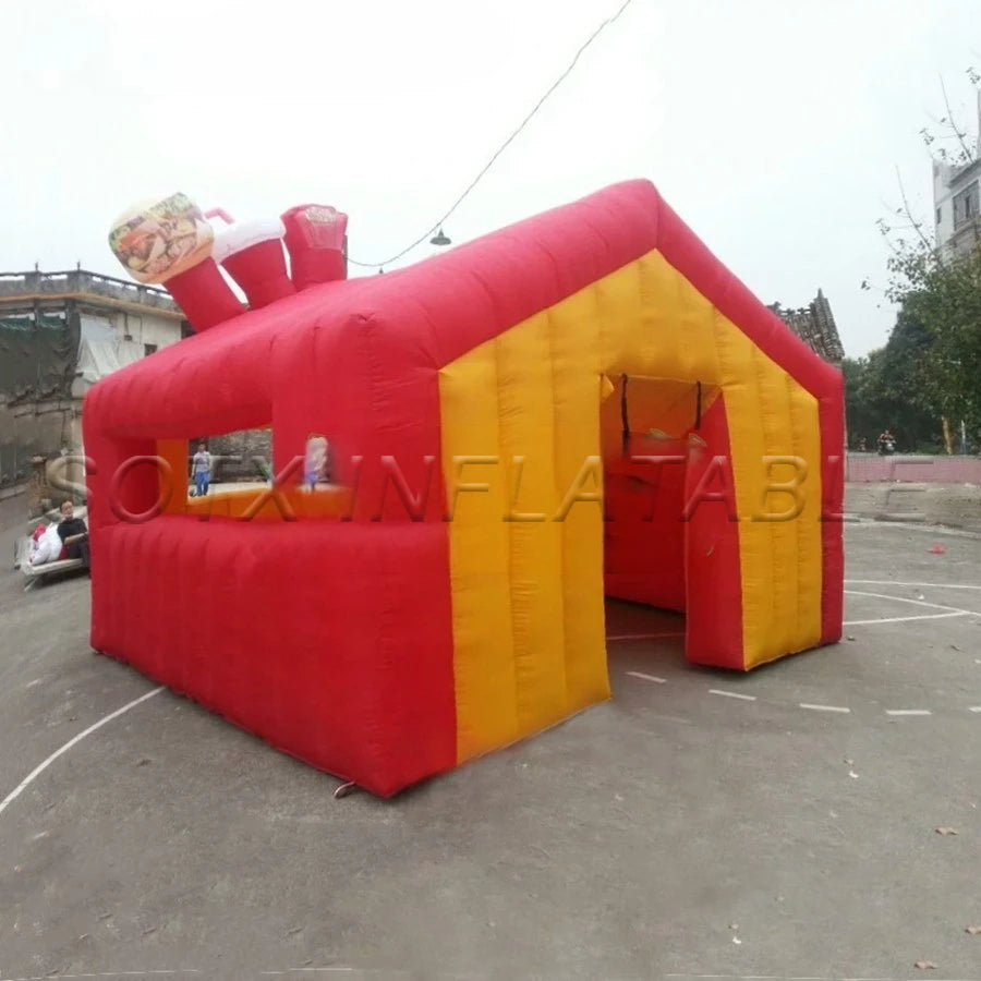 candyfloss promotion Customized full red inflatable carnival treat shop,inflatable concession bar booth with 1 door for