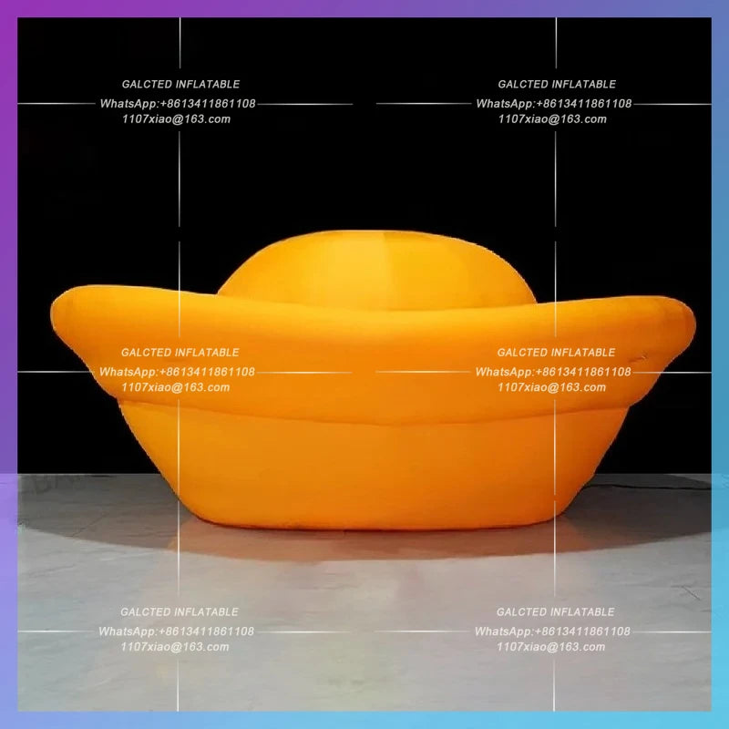 blower power oxford material Huge yellow inflatable gold bullion continue  for 2025 new year decoration
