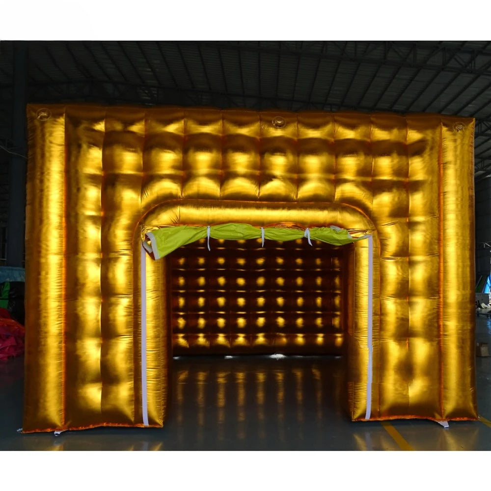 Camping Outdoor Decoration Gaint Customize Gold/Sliver Blow Up Inflatable Cube Tent With Factory Price For Wedding Party Events
