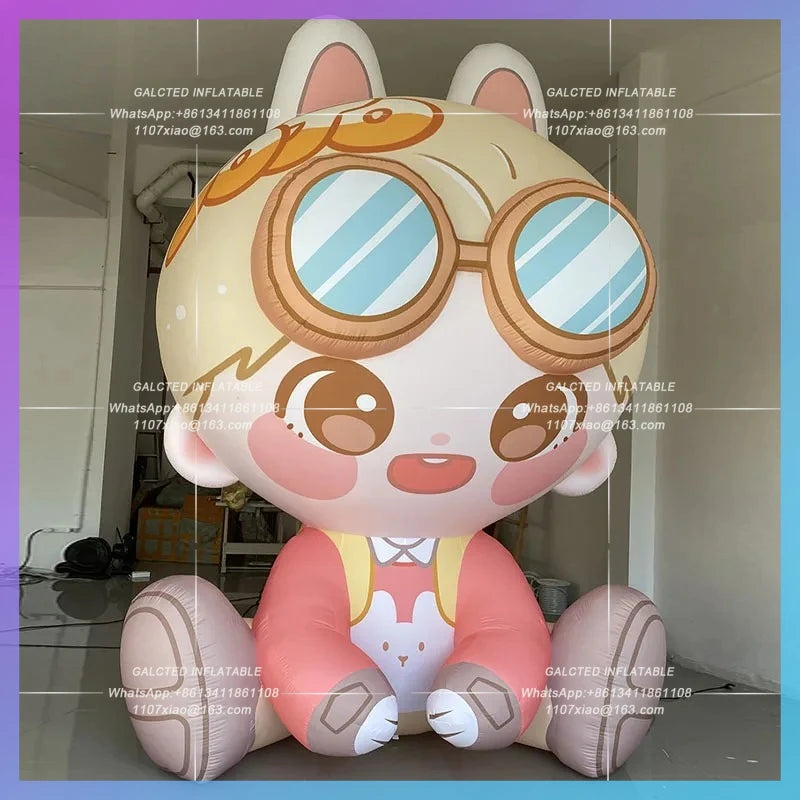 pink jacket jeans wearing glasses star Inflatable cartoon boy model  idol concert support can be customized text design props