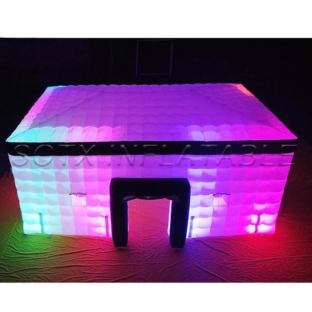 With Led Lights Large White Inflatable Cube Party Tent Inflatable Nightclub Tent Outdoor Wedding Events Air Building House