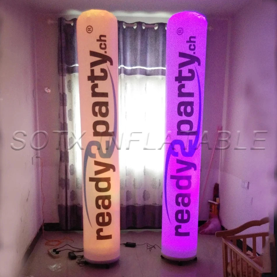 Night for Switzerland Free shipping Coloruful RGB Lighting Inflatable Column with Logo for Advertising Event in