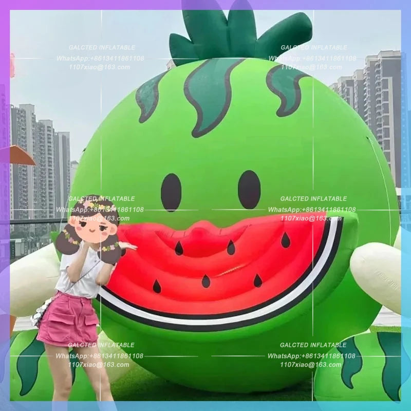 eating melon summer cool beach Inflatable cartoon watermelon lovely sit on the ground air model bazaar fruit drainage ads