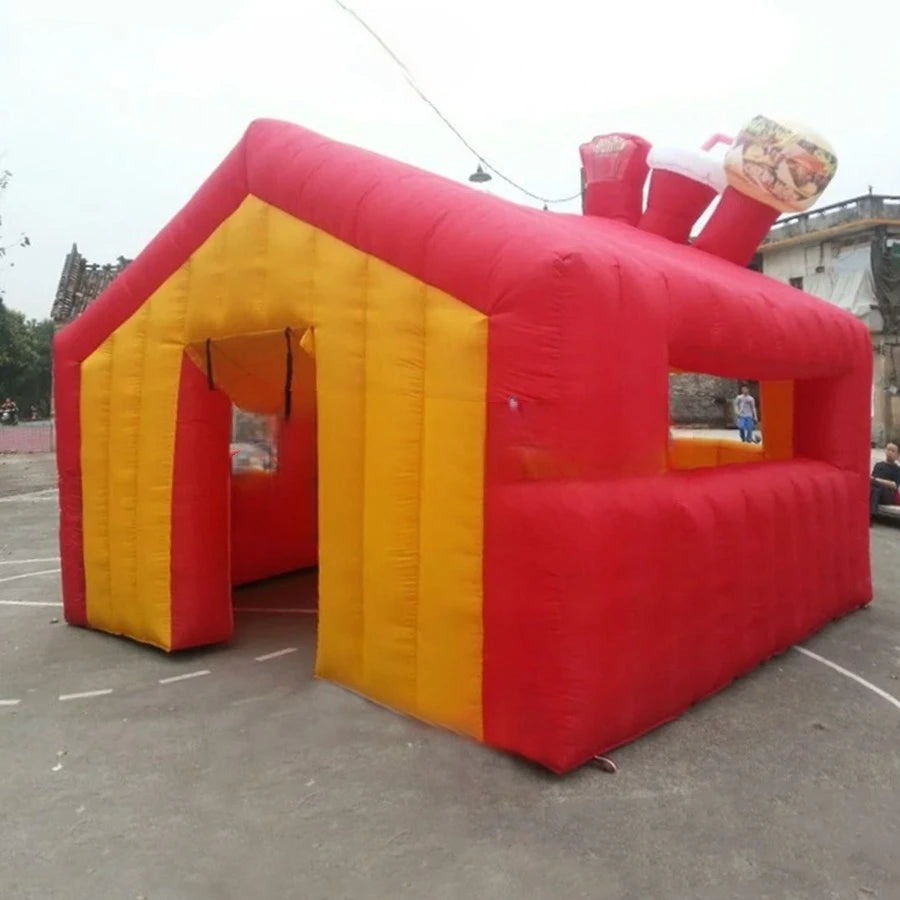 candyfloss promotion Customized full red inflatable carnival treat shop,inflatable concession bar booth with 1 door for