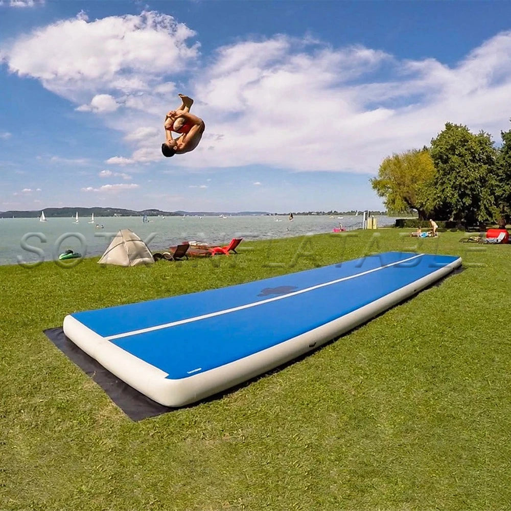 For Outdoor Sports 4x2m Multi-Function PVC Inflatable Gymnastics Tumbling Mat Outdoor Yoga Floor Air Tracks Water Gym Mat