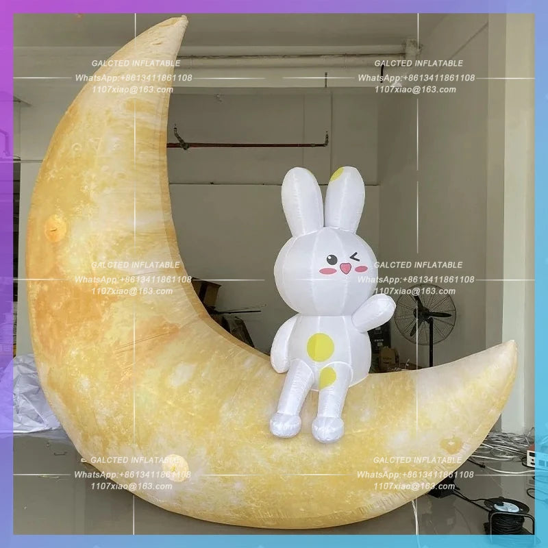 Rabbit Model mid-autumn Inflatable cartoon Moon Festival decoration can be hung bar shopping atrium lighting layout