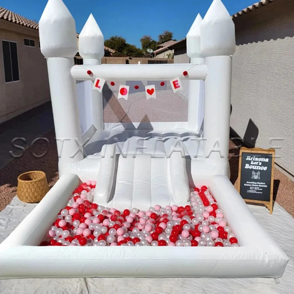 To Door Include Blower 13x8x8ft White Bounce House For Soft Play Rental Mini Bouncy Castle 8x8ft Free Shipping