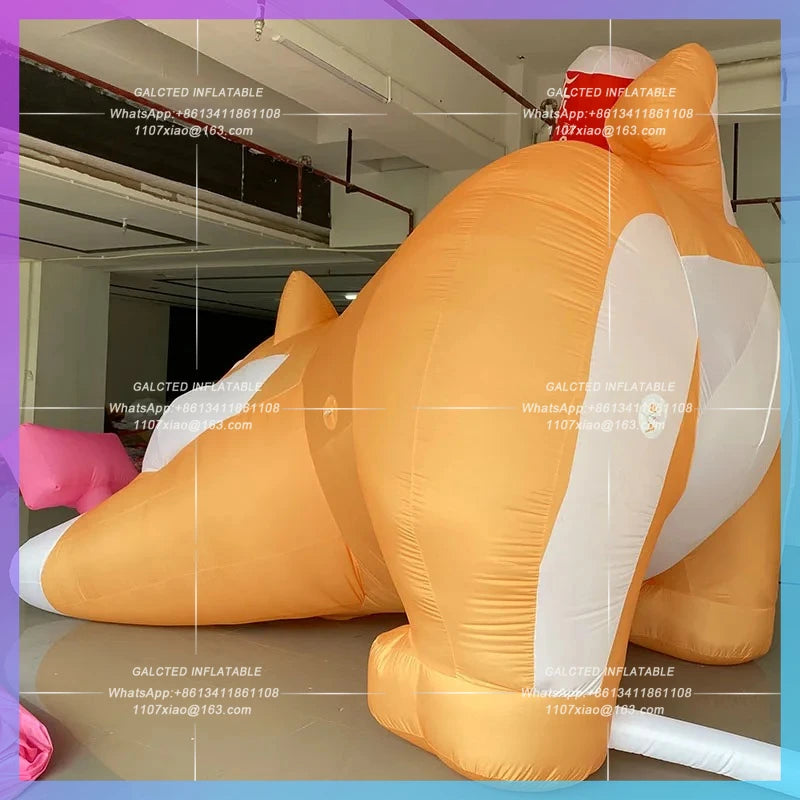 children's day photo model Inflatable dog touching of parent-child interaction