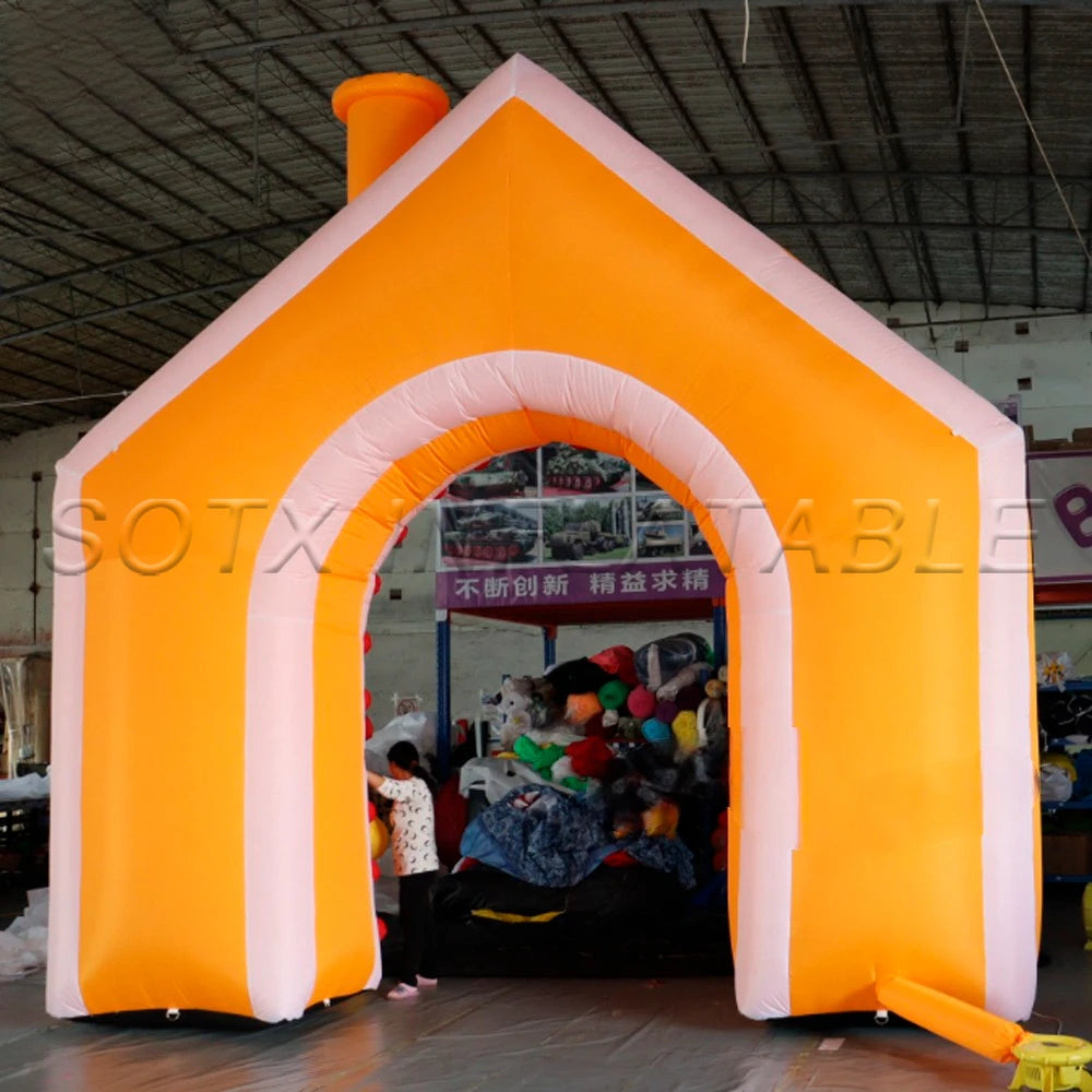 Door Outdoor Decorations Merry Christmas Glowing Inflatable Gingerbread Man Arches With Led Lights Giant Candy Entrance