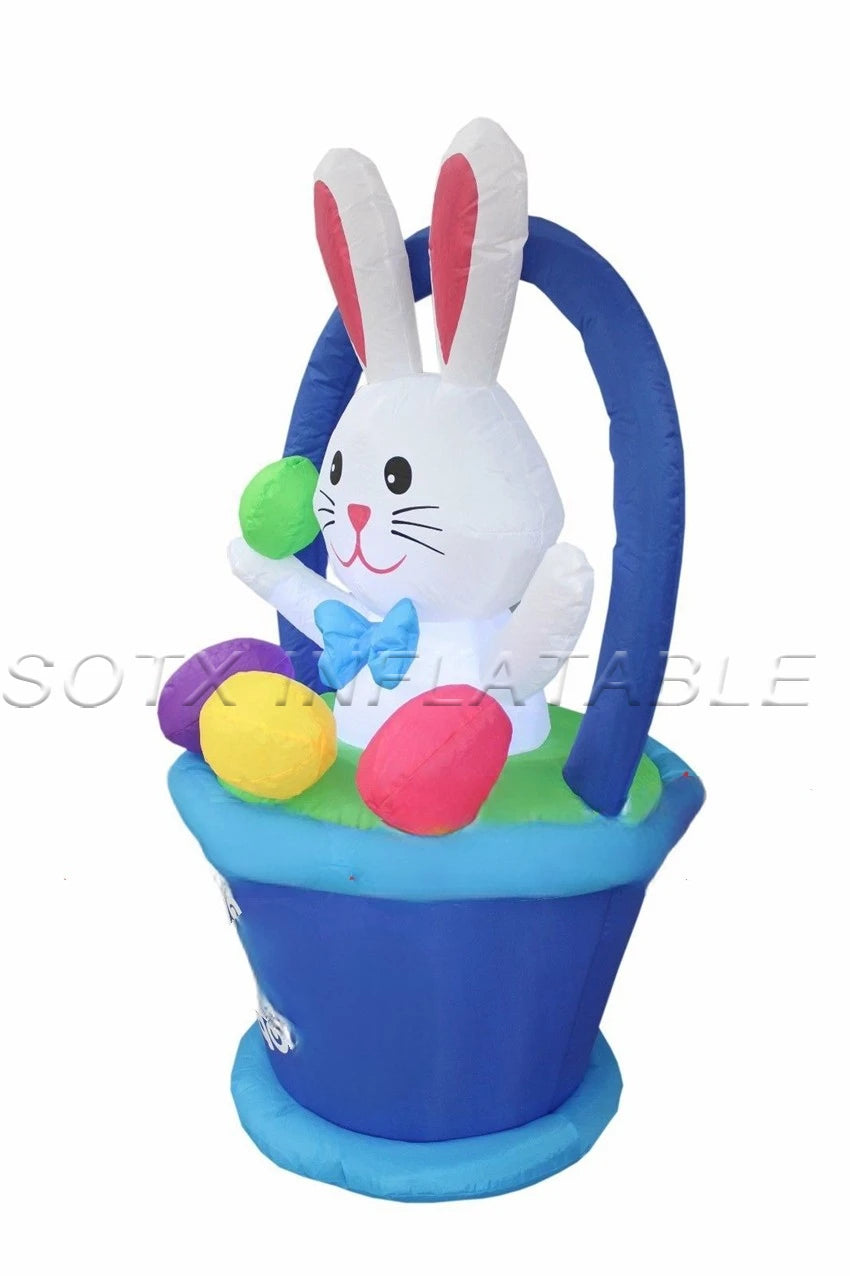Easter Events outdoor funny inflatable little bunny in the backet with eggs for