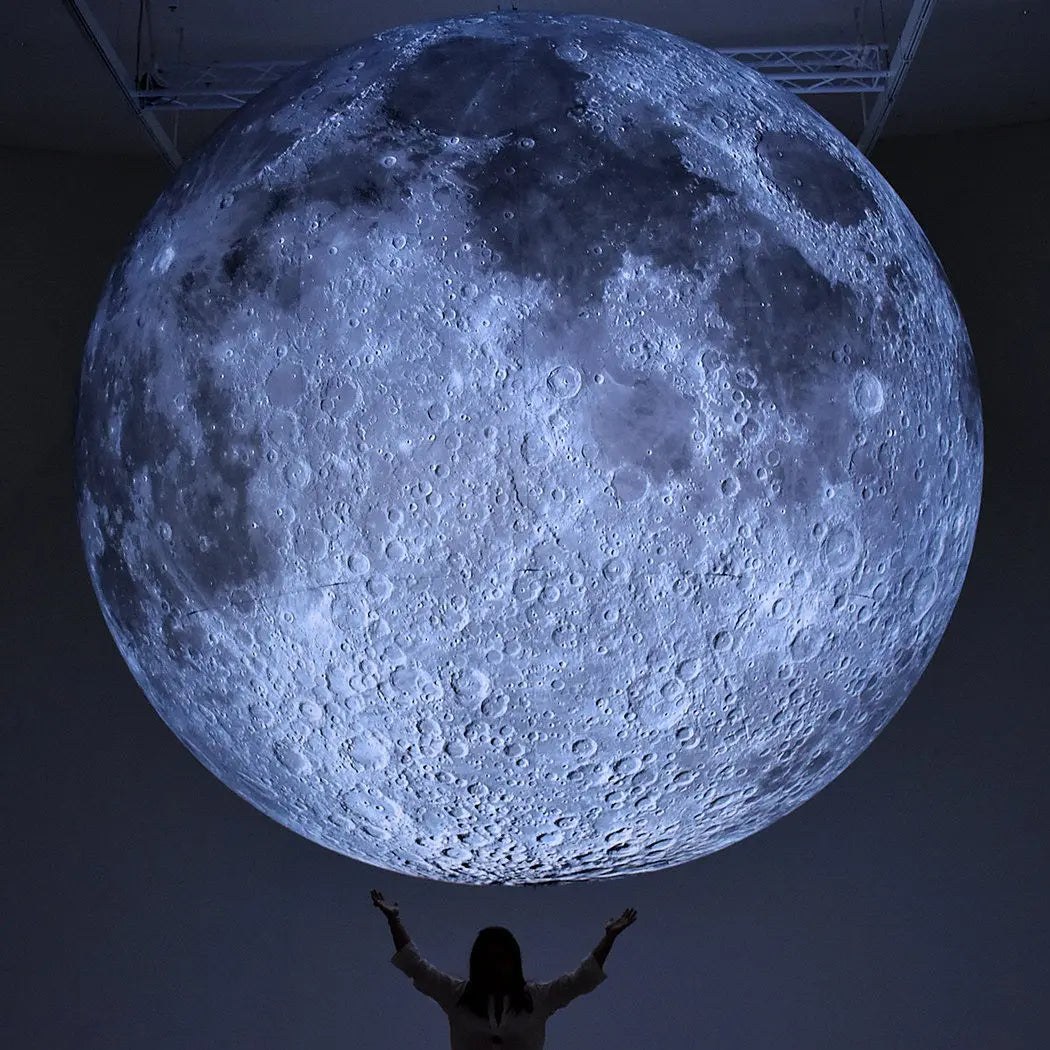 Blue Giant Inflatable Moon Ball With LED Lights PVC Airtight Planet Balloon For Event Party Stage Decoration Advertising Hanging