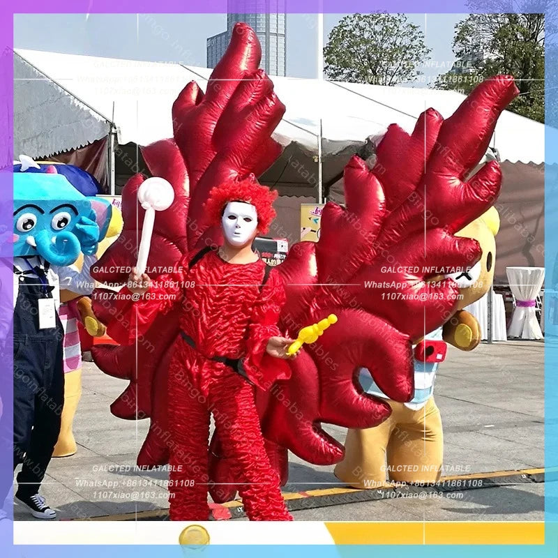 Inflatable Wings Costume for Promotion Free Shipping 2X2 M Red Inflatable Angel Wings  Vivid Butterfly Wings Clothing Stage Toys