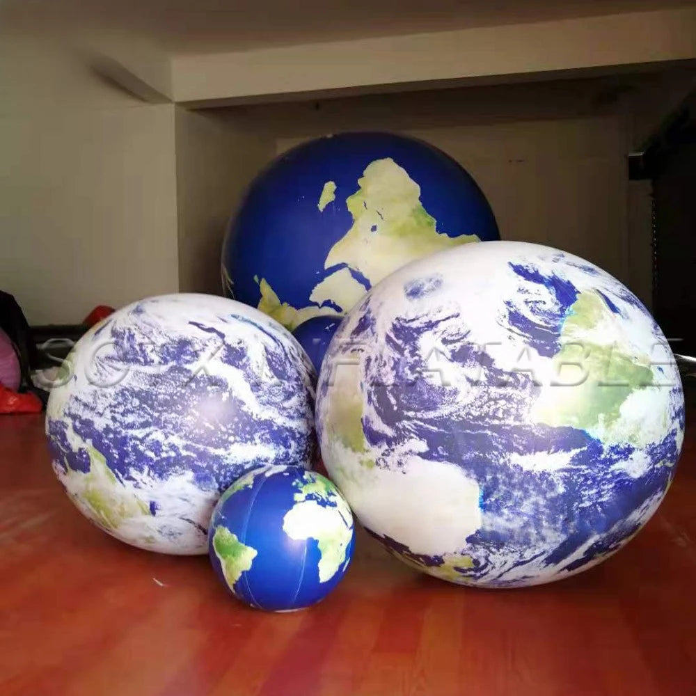 For Party Decoration Airtight PVC Inflatable Earth Ball With Led Lights Giant Inflatable Earth Globe Solar System Planet Balloon