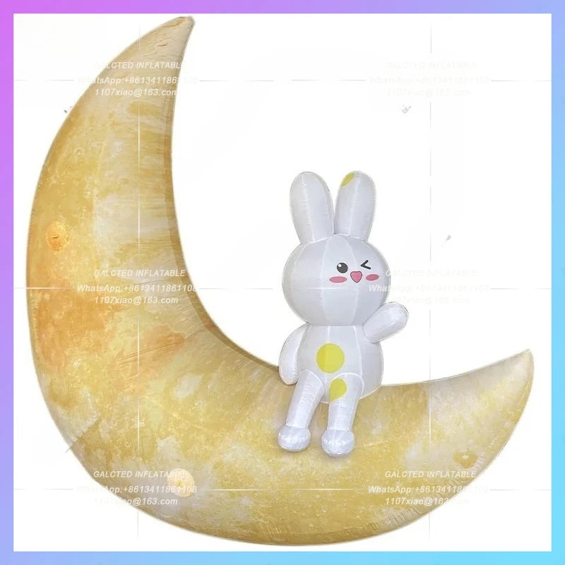 Rabbit Model mid-autumn Inflatable cartoon Moon Festival decoration can be hung bar shopping atrium lighting layout