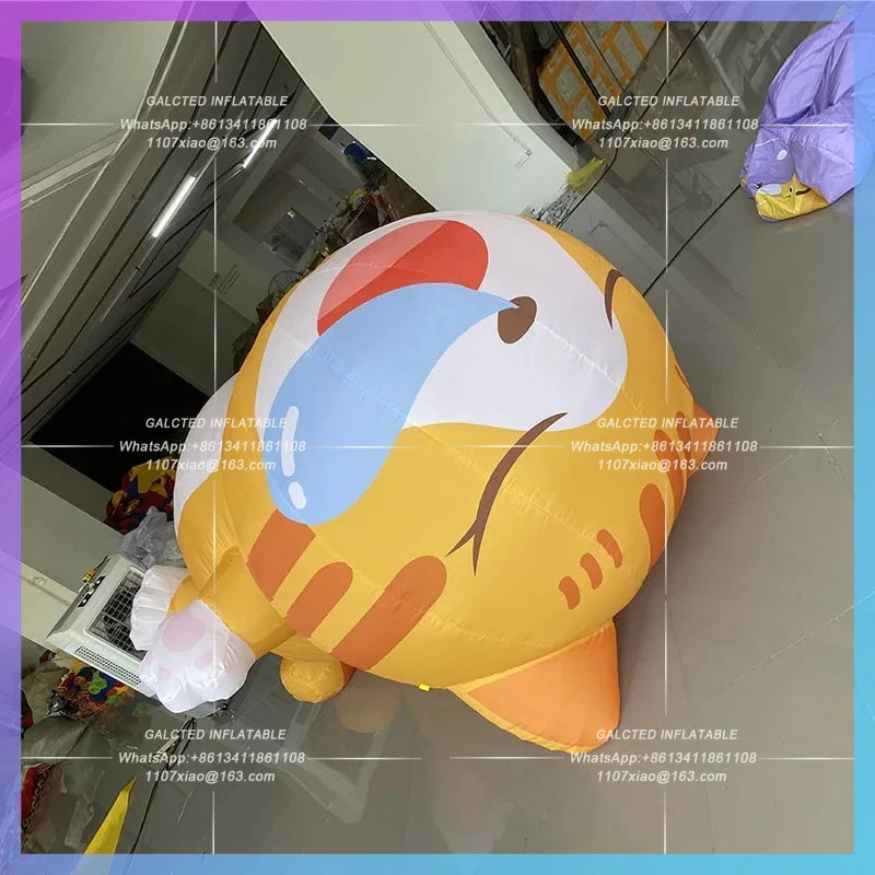 Festival Lucky Cat Mall Outdoor Park Inflatable sleeping Orange Cat Model Cat Pet can be hung bar concert stage lighting ads