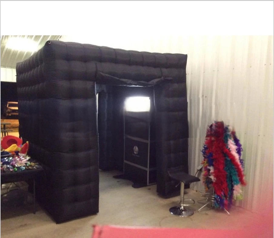 cover for rental and sale 2.4 m square oxford cloth full black cabin CANOPY inflatable photo booth with 2 doors with