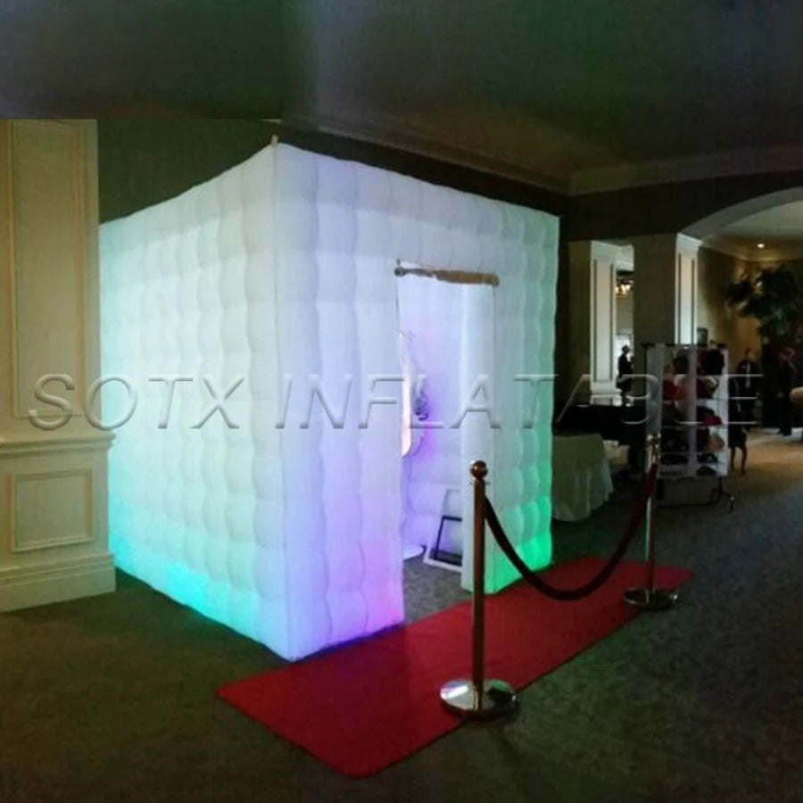 foldable curtains for sale Bright led lights inflatable photo booth cabinet,photo selfie print station autodyne cube with