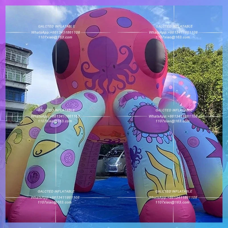 creative graffiti IP Inflatable cartoon Pink Octopus Arch model Theme Park Mall Bar drainage decoration