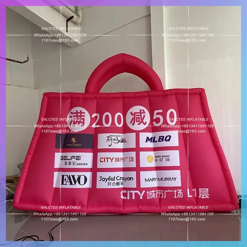 custom logo city landmark shopping mall Giant inflatable tote bag bag air mold activity warm-up activity decoration