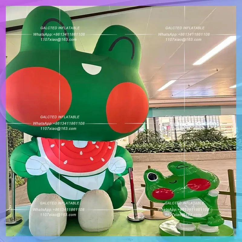summer theme custom Inflatable watermelon frog air model IP Camping Farm Bazaar bar stage interactive lighting props